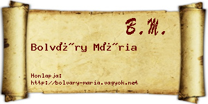 Bolváry Mária névjegykártya